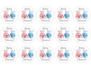 Baby Shower Edible Image Cupcake Toppers 3.3cm x 15 - CustomIcing.com.au