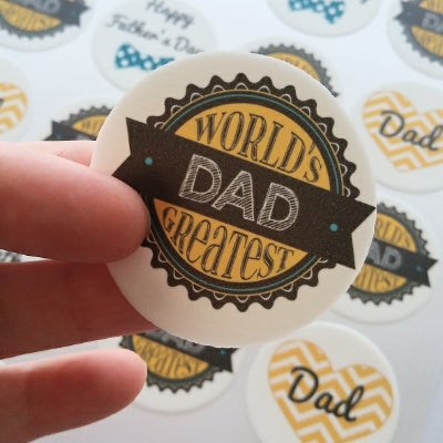 Father's Day Collection - Edible printed icing cupcake or cookie toppers - CustomIcing.com.au
