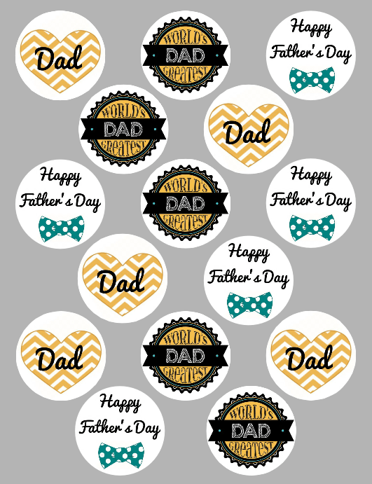 Father's Day Collection - Edible printed icing cupcake or cookie toppers - CustomIcing.com.au