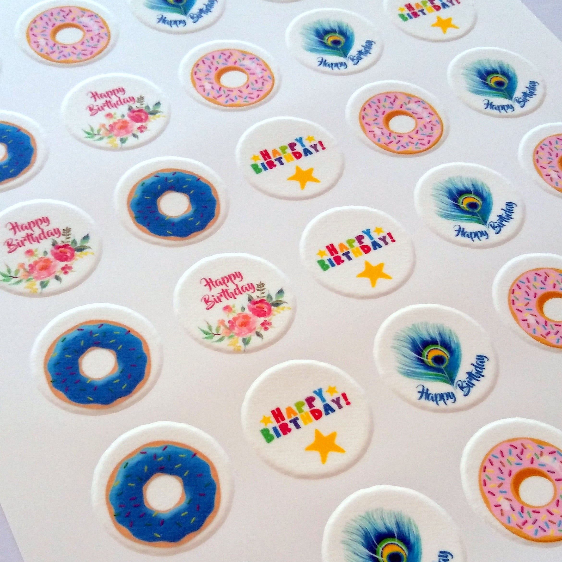 Donut Birthday - Little Mini (3cm diam x 35) Cupcake Edible Images - CustomIcing.com.au