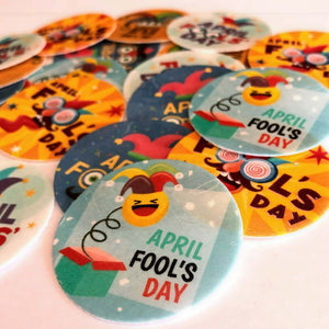 April Fools' Day - Edible Printed Wafer Cupcake Toppers (10 x 5cm) - CustomIcing.com.au