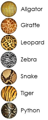 Custom Icing edible printed circles in Alligator Giraffe Leopard Zebra Snake Tiger and Python prints 