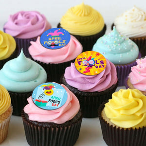 April Fools' Day - Edible Printed Wafer Cupcake Toppers (15 x 3.7cm) - CustomIcing.com.au
