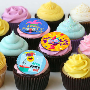 April Fools' Day - Edible Printed Wafer Cupcake Toppers (10 x 5cm) - CustomIcing.com.au