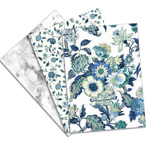 Blue Bouquets Collection - 3 sheets Edible Printed Wafer Paper A4 - CustomIcing.com.au