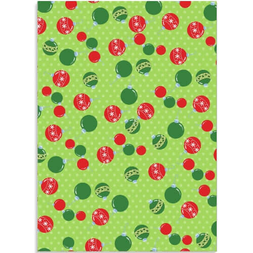 Christmas Baubles on green - Edible Printed Wafer Paper A4