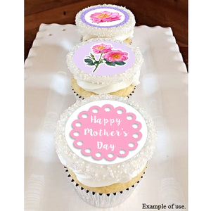 Mother's Day Collection - 20 x 4cm diameter edible cupcake toppers - CustomIcing.com.au