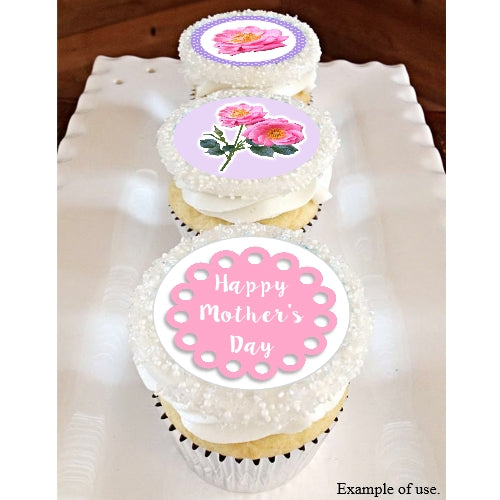 Mother's Day Collection - 20 x 4cm diameter edible cupcake toppers - CustomIcing.com.au