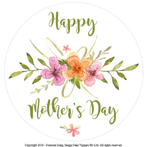 Mother's Day Wildflowers - Edible Image Cake Topper - 20cm diameter - CustomIcing.com.au