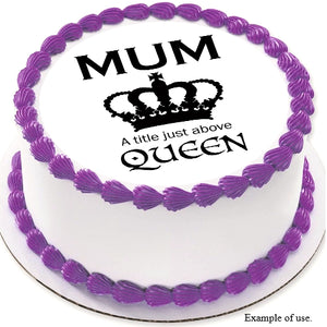 Mother's Day "QUEEN" edible image cake topper - 20cm diameter - CustomIcing.com.au