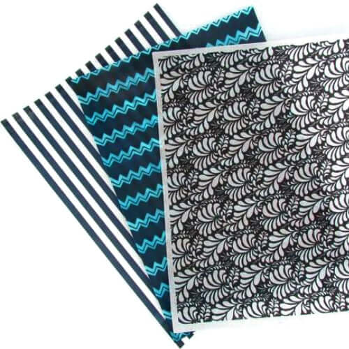 Black & Teal Collection - 3 sheets Edible Printed Wafer Paper A4 - CustomIcing.com.au