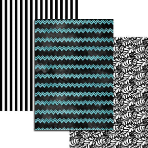 Black & Teal Collection - 3 sheets Edible Printed Wafer Paper A4 - CustomIcing.com.au