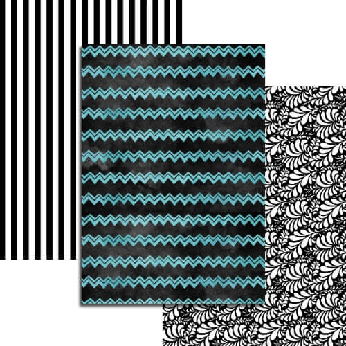 Black & Teal Collection - 3 sheets Edible Printed Wafer Paper A4 - CustomIcing.com.au