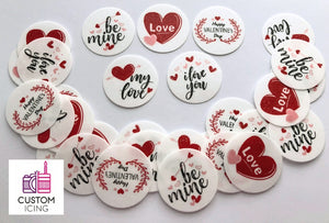 Valentine's Day Edible Printed Wafers - 3.7cm x 35pcs - CustomIcing.com.au