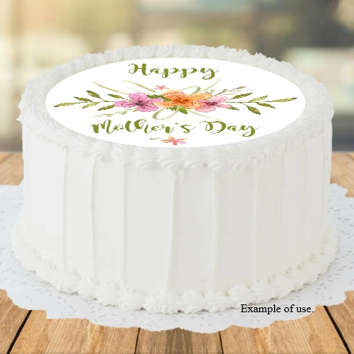 Mother's Day Wildflowers - Edible Image Cake Topper - 20cm diameter - CustomIcing.com.au