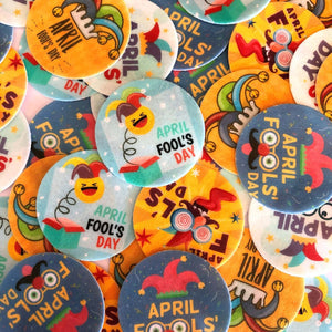 April Fools' Day - Edible Printed Wafer Cupcake Toppers (15 x 3.7cm) - CustomIcing.com.au