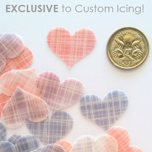 Edible Wafer Confetti - Pink & Purple Hearts - 96 pieces - CustomIcing.com.au