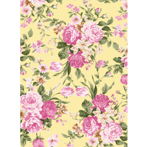 Floral on Yellow Edible Printed Wafer Paper A4 - CustomIcing.com.au