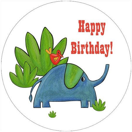 Happy Birthday Baby Elephant Edible Icing Image 20cm - CustomIcing.com.au