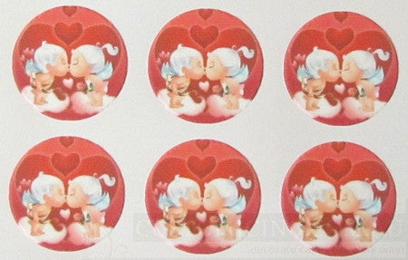 Valentine's Kissing Cupids 6 Cupcake Edible Images - CustomIcing.com.au