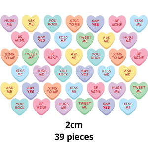 Edible Wafer Conversation Hearts Cupcake Toppers 2cm x 39 pieces - CustomIcing.com.au