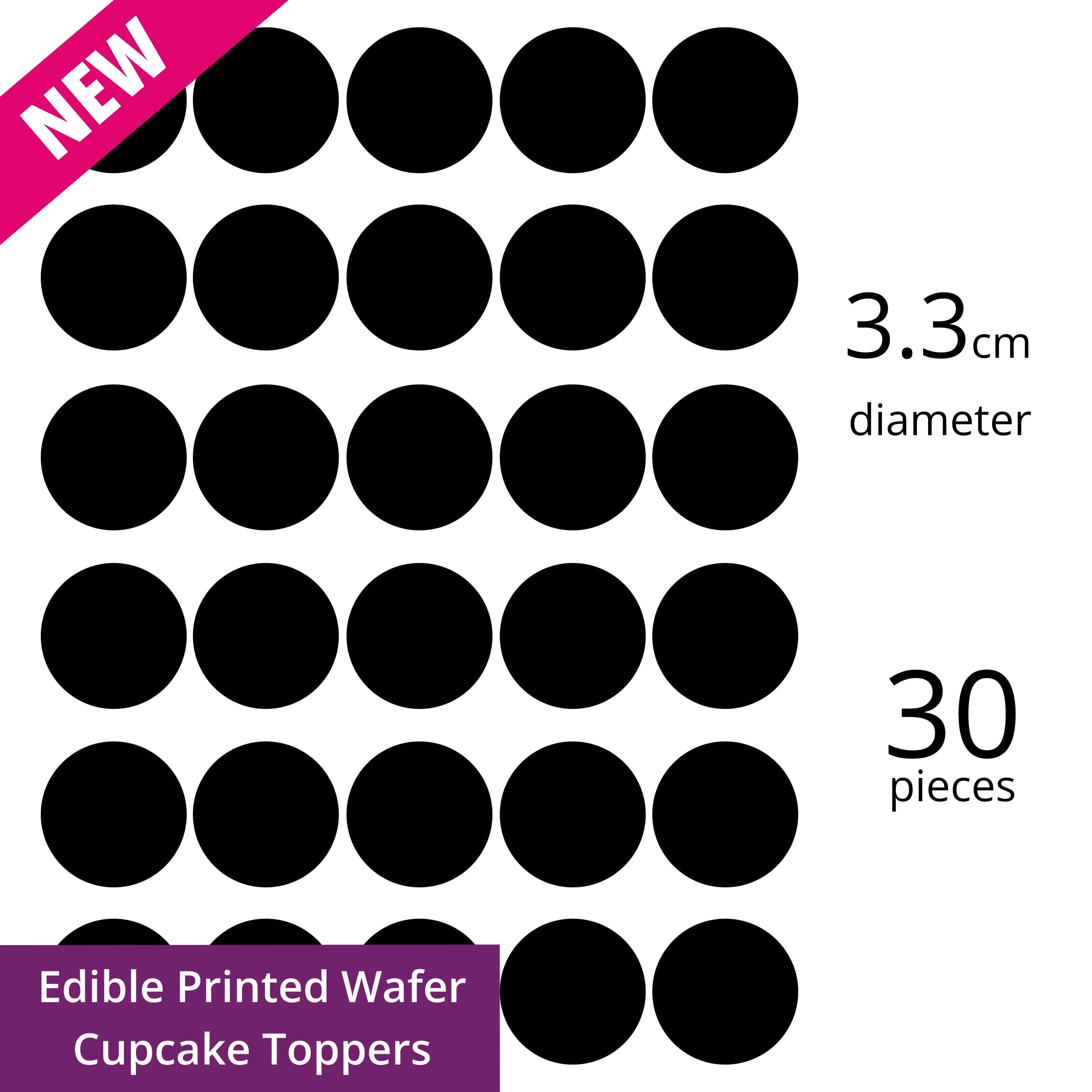 3.3cm diameter Custom Edible Printed Wafer Card 30 pieces