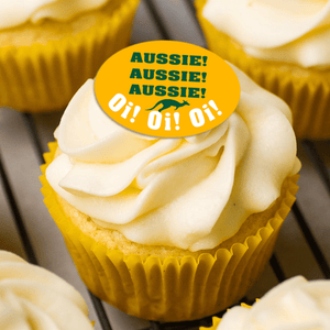 Aussie! Aussie! Aussie! 4cm x 20 Edible Image Cupcake or Cookie Toppers - CustomIcing.com.au