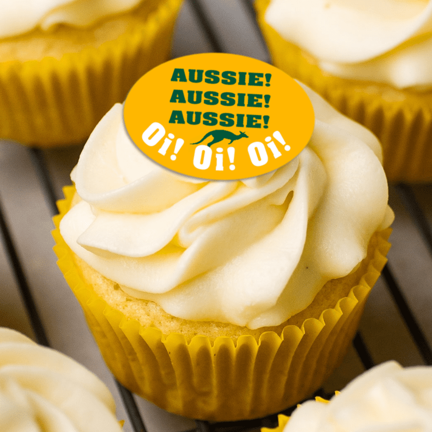 Aussie! Aussie! Aussie! 4cm x 20 Edible Image Cupcake or Cookie Toppers - CustomIcing.com.au