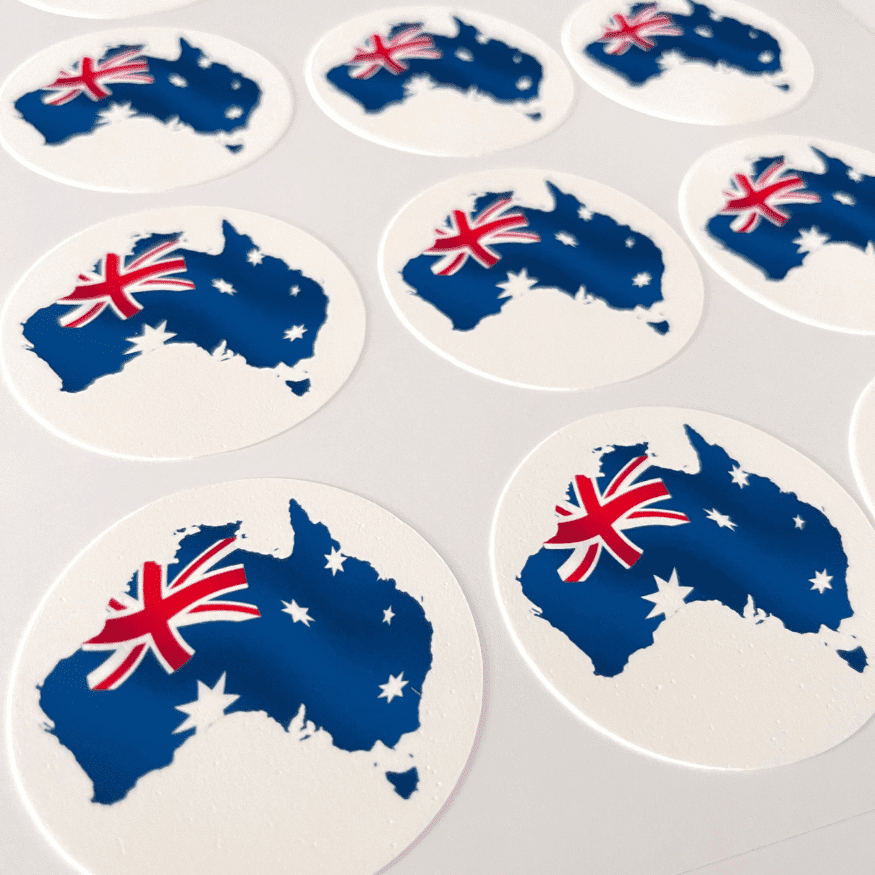 Australian Map Flag Edible Image Toppers for Cupcakes or Cookies (8 sizes) - CustomIcing.com.au