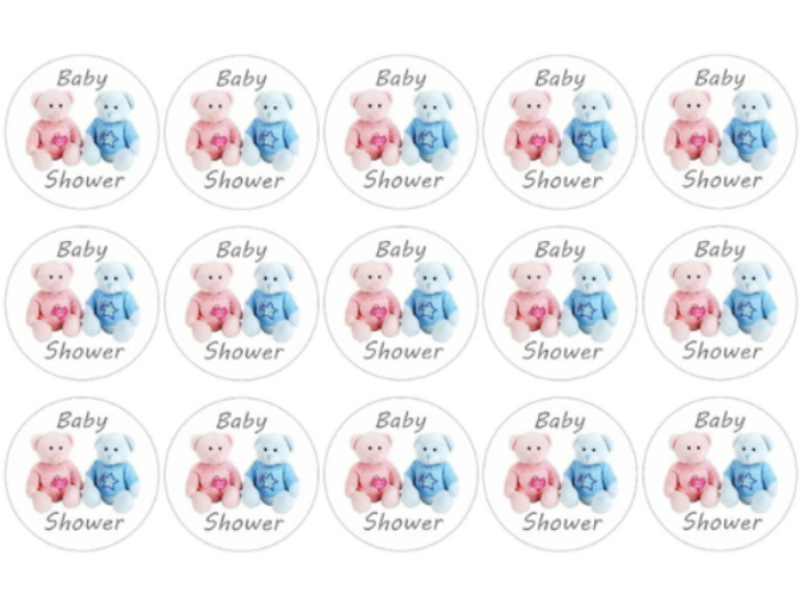 Baby Shower Edible Image Cupcake Toppers 3.3cm x 15 - CustomIcing.com.au