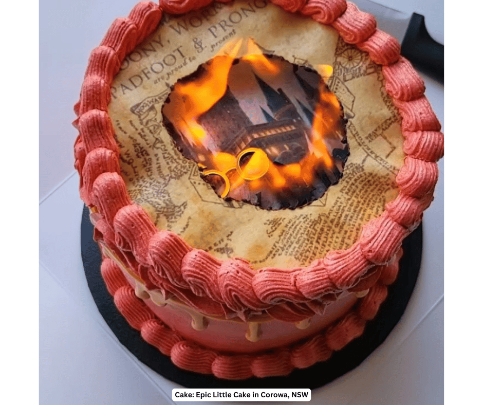 Burn Away Reveal Custom Edible Image Cake Topper Set - CustomIcing.com.au