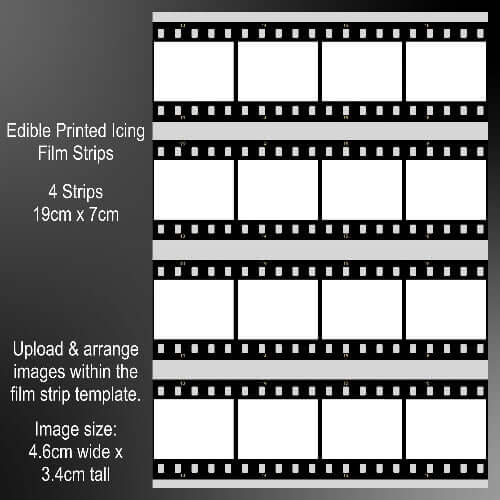 19cm x 7cm (16 photos) Edible Printed Icing Film Strips