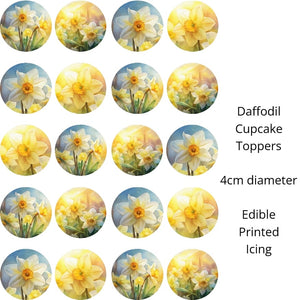 Daffodil Edible Image Cupcake Toppers 4cm x 20 - CustomIcing.com.au