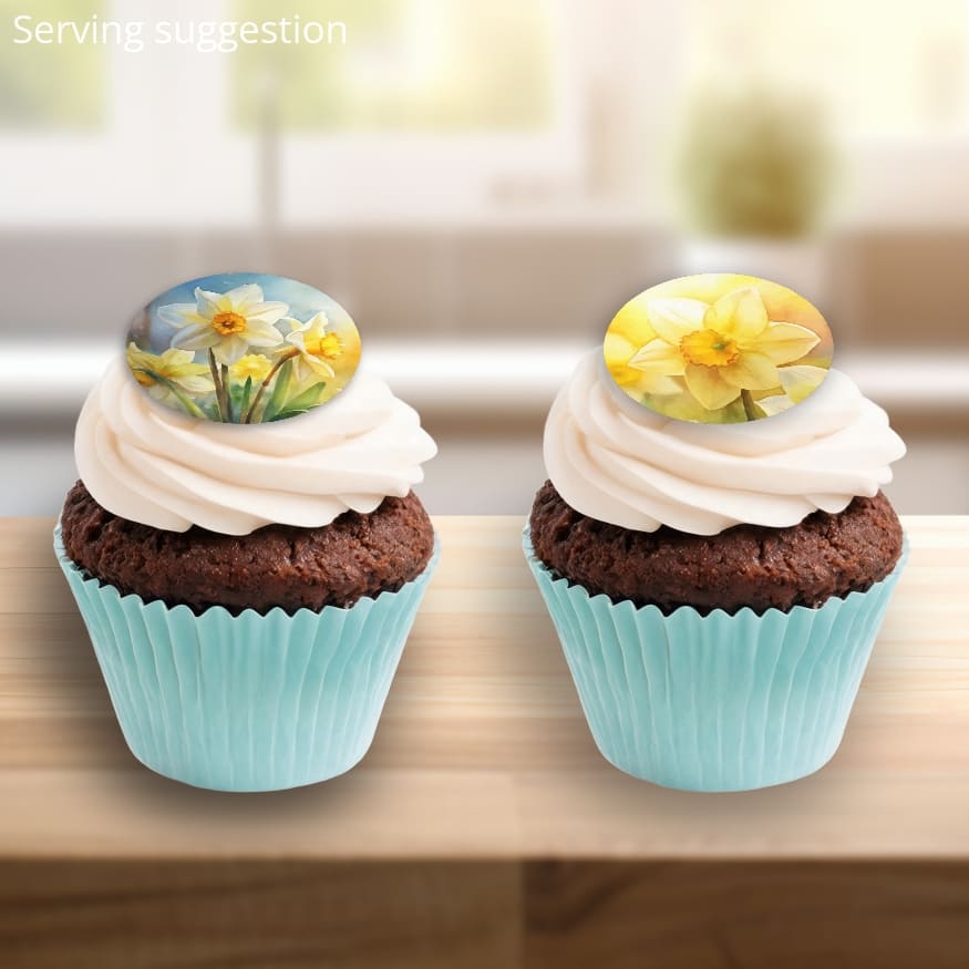 Daffodil Edible Image Cupcake Toppers 4cm x 20 - CustomIcing.com.au