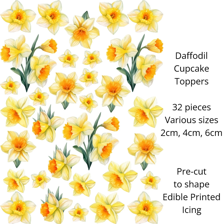 Daffodil Edible Icing Images 32 pieces - CustomIcing.com.au