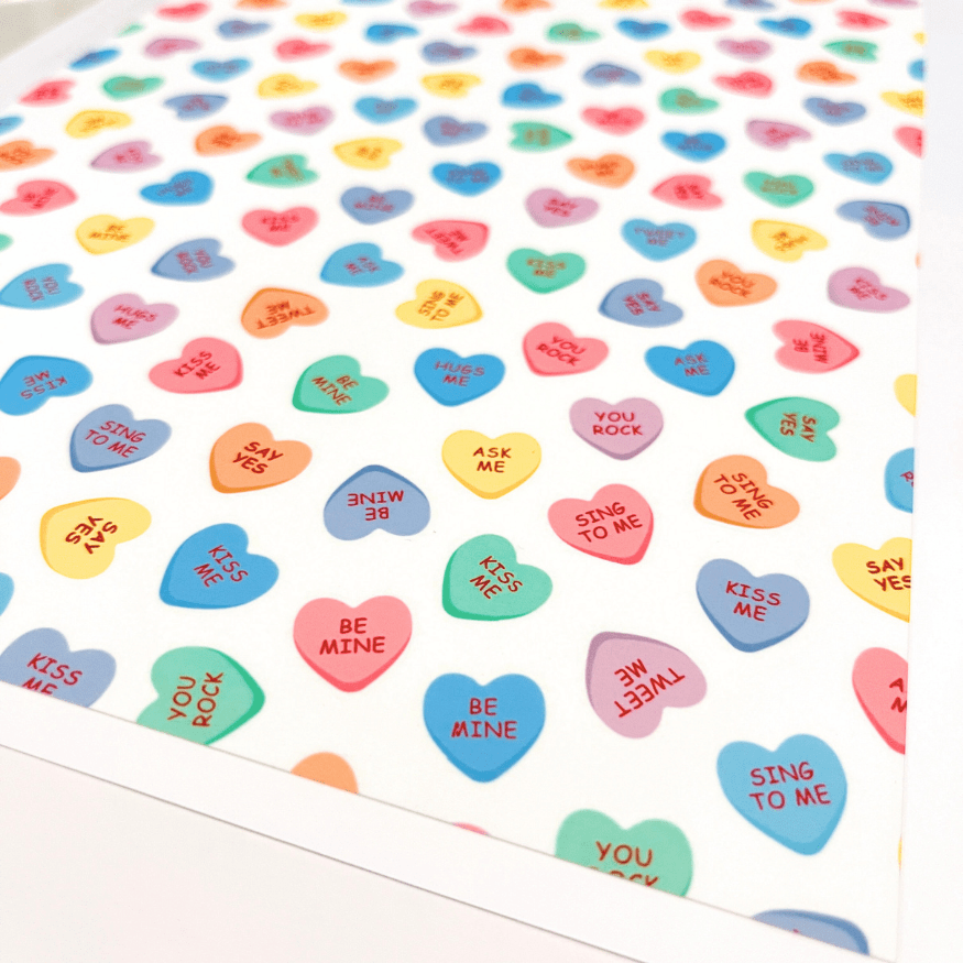 Conversation Hearts Edible Printed Icing Sheet (27cm x 19cm) - CustomIcing.com.au