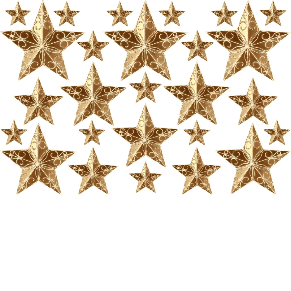 Fancy Filigree Stars - Edible Printed Icing - Cake or Cookie Decorations - 22 pieces