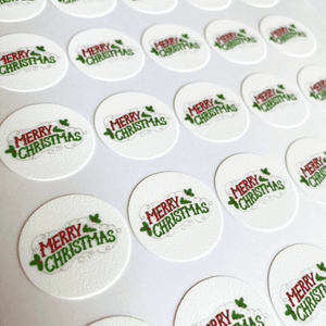 Merry Christmas - Mini Cupcake Edible Image Toppers 3.3cm x 30 - CustomIcing.com.au
