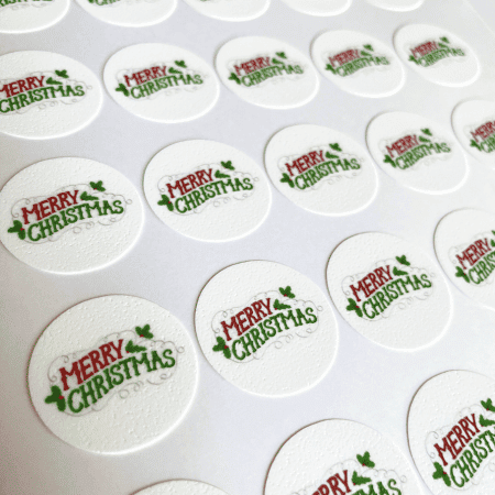 Merry Christmas - Mini Cupcake Edible Image Toppers 3.3cm x 30 - CustomIcing.com.au