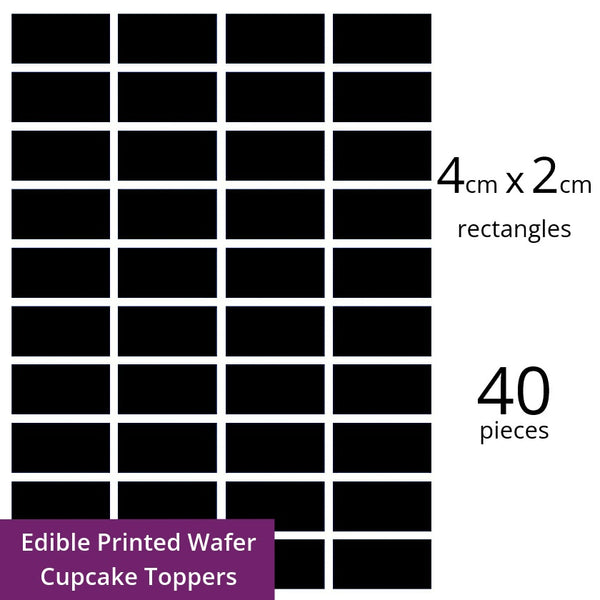 4cm x 2cm rectangle Custom Edible Printed Wafers 40 pieces