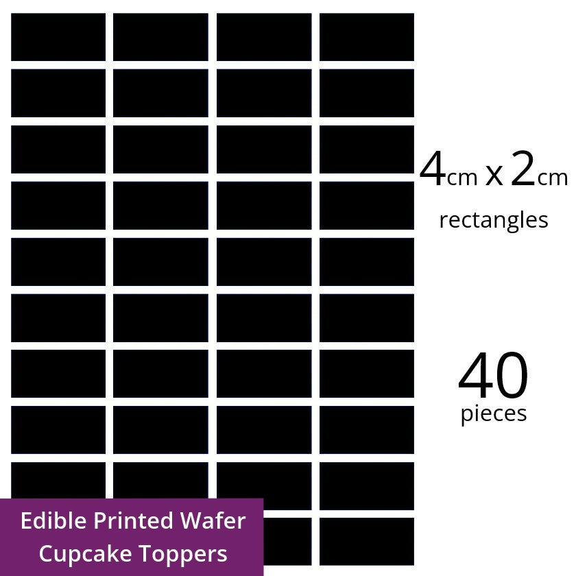 4cm x 2cm rectangle Custom Edible Printed Wafers 40 pieces - CustomIcing.com.au