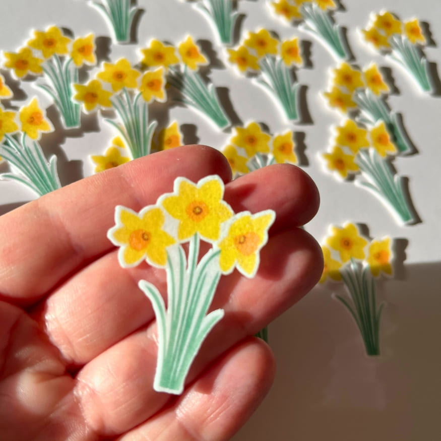 Edible Wafer Daffodil Cupcake Toppers 4.3cm x 18 pieces - CustomIcing.com.au