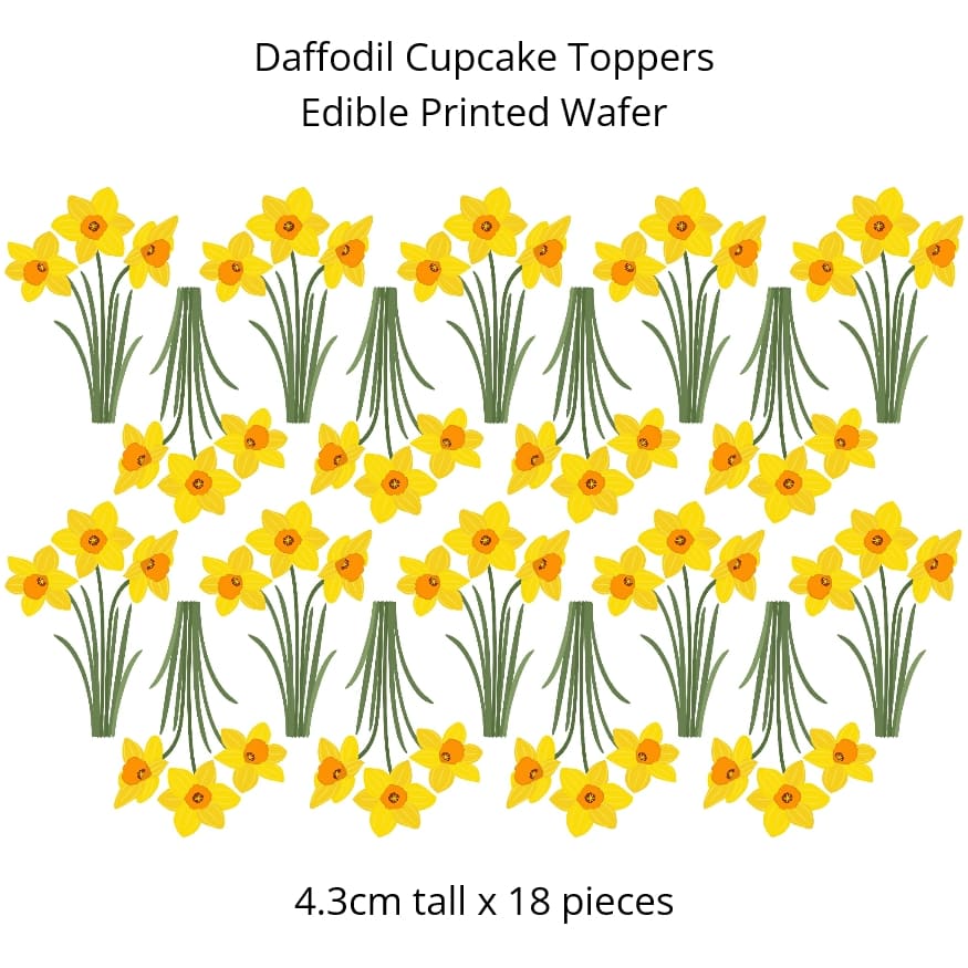 Edible Wafer Daffodil Cupcake Toppers 4.3cm x 18 pieces - CustomIcing.com.au