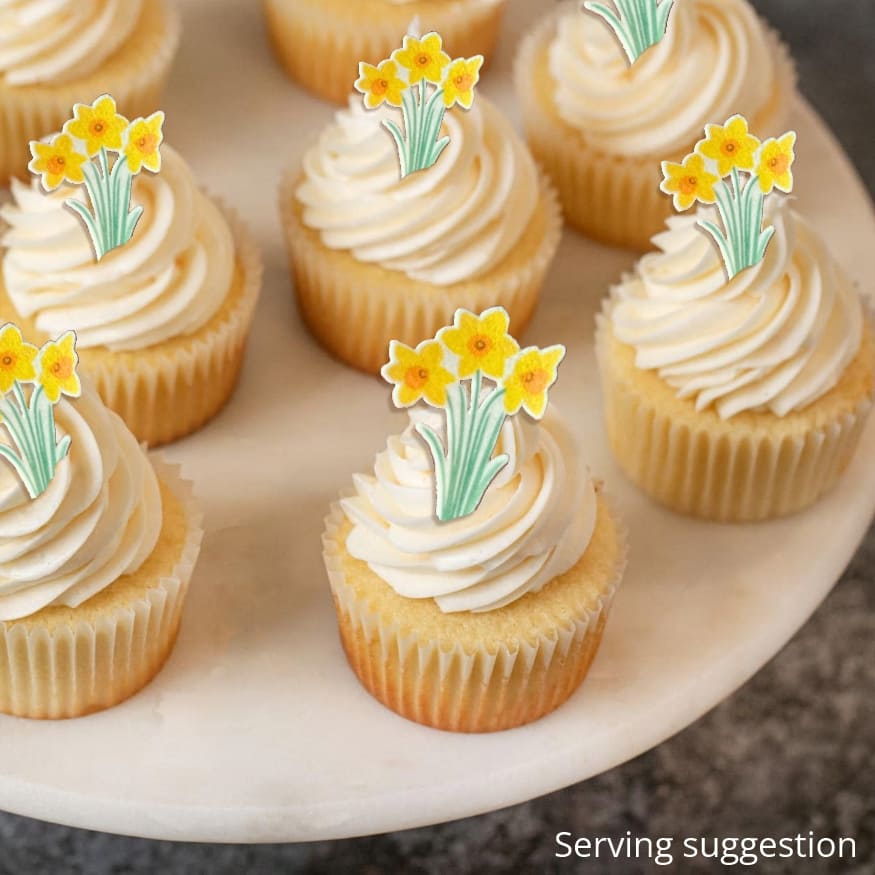 Edible Wafer Daffodil Cupcake Toppers 4.3cm x 18 pieces - CustomIcing.com.au