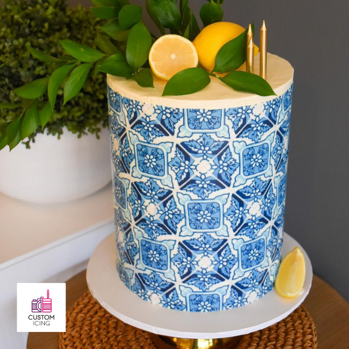 Edible Printed Icing Sheet Cake Wrap tiles pattern amalfi print