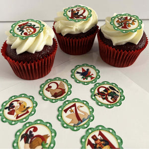 '12 Days Of Christmas' Edible Printed Icing Cupcake Toppers 3.7cm x 12 - CustomIcing.com.au