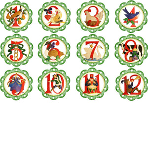'12 Days Of Christmas' Edible Printed Icing Cupcake Toppers 3.7cm x 12 - CustomIcing.com.au