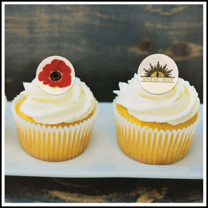 ANZAC Day - Edible Printed Wafer Cupcake Toppers (15 x 3.7cm) - CustomIcing.com.au