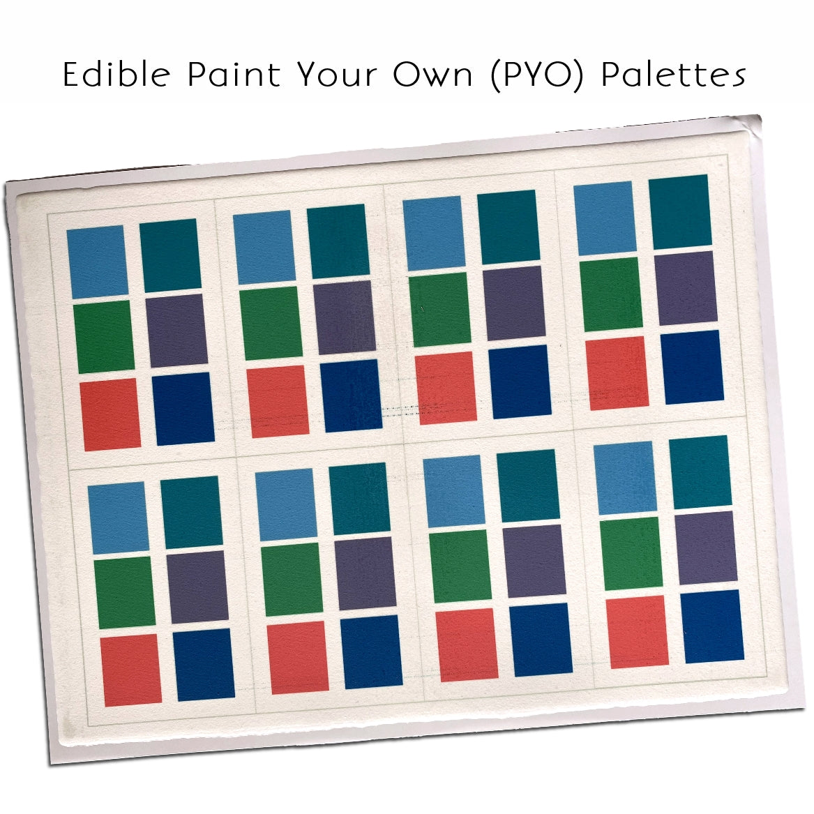 Edible PYO Paint Palette Sheet of 8 (Aqua/Ocean) - CustomIcing.com.au