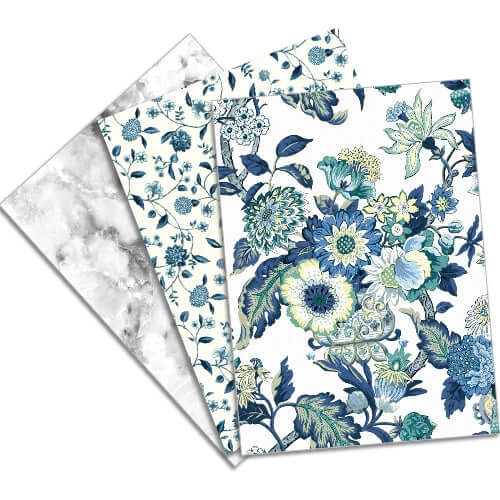 Blue Bouquets Collection - 3 sheets Edible Printed Wafer Paper A4 - CustomIcing.com.au